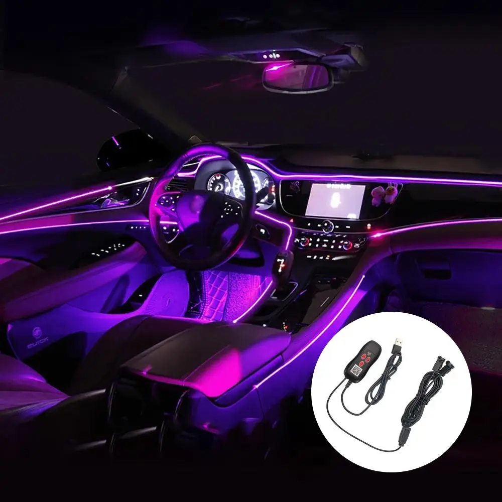 Interior Car LED Strip Lights, USB Powered RGB Car Ambient Lighting, 2 in 1 Car Led Lights, Car Interior Lights, LED Lights for Car, Creative Car Ambi