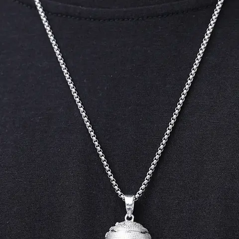 Men's Alloy Basketball Pendant Necklace, Sports Design Jewelry for Daily Wear & Gift Ideas, Durable & Stylish Accessory for Men, Non Tarnish Necklace