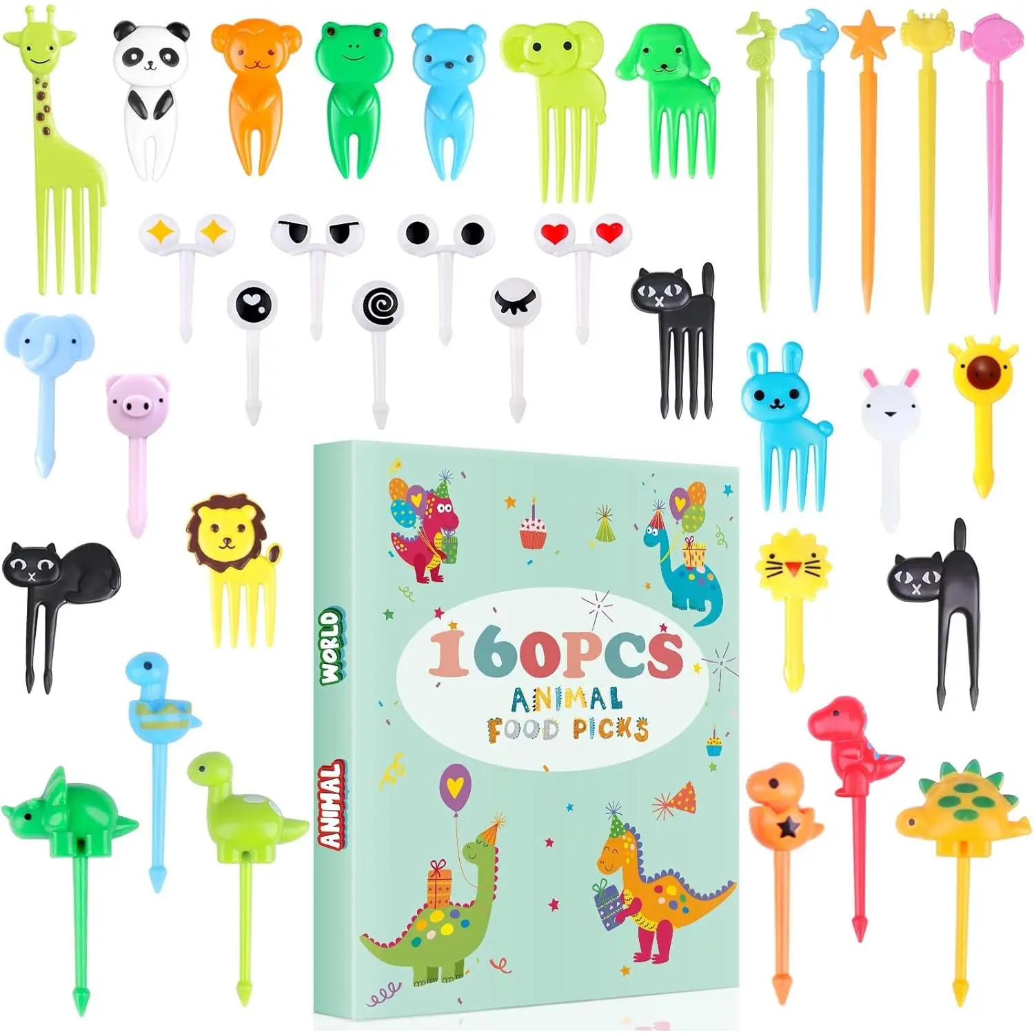 160 count Food Picks for  with Storage Box,  Lunch Accessories for Bento Box, Animal  Food Picks for Picky Eater, Cute Toothpicks for Food Fruit, Fun  Food Picks - BPA Free
