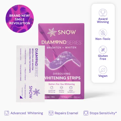 SNOW Teeth Whitening Instant Purple Dissolving Strips, Color Correcting Technology, Enamel-Safe At-Home Dental Hygiene Product, Lavender Flavor