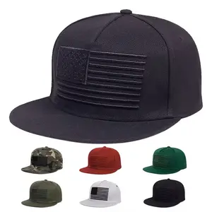 American Flag Embroidered Flat Brim Baseball Cap US Flag Hat Adjustable