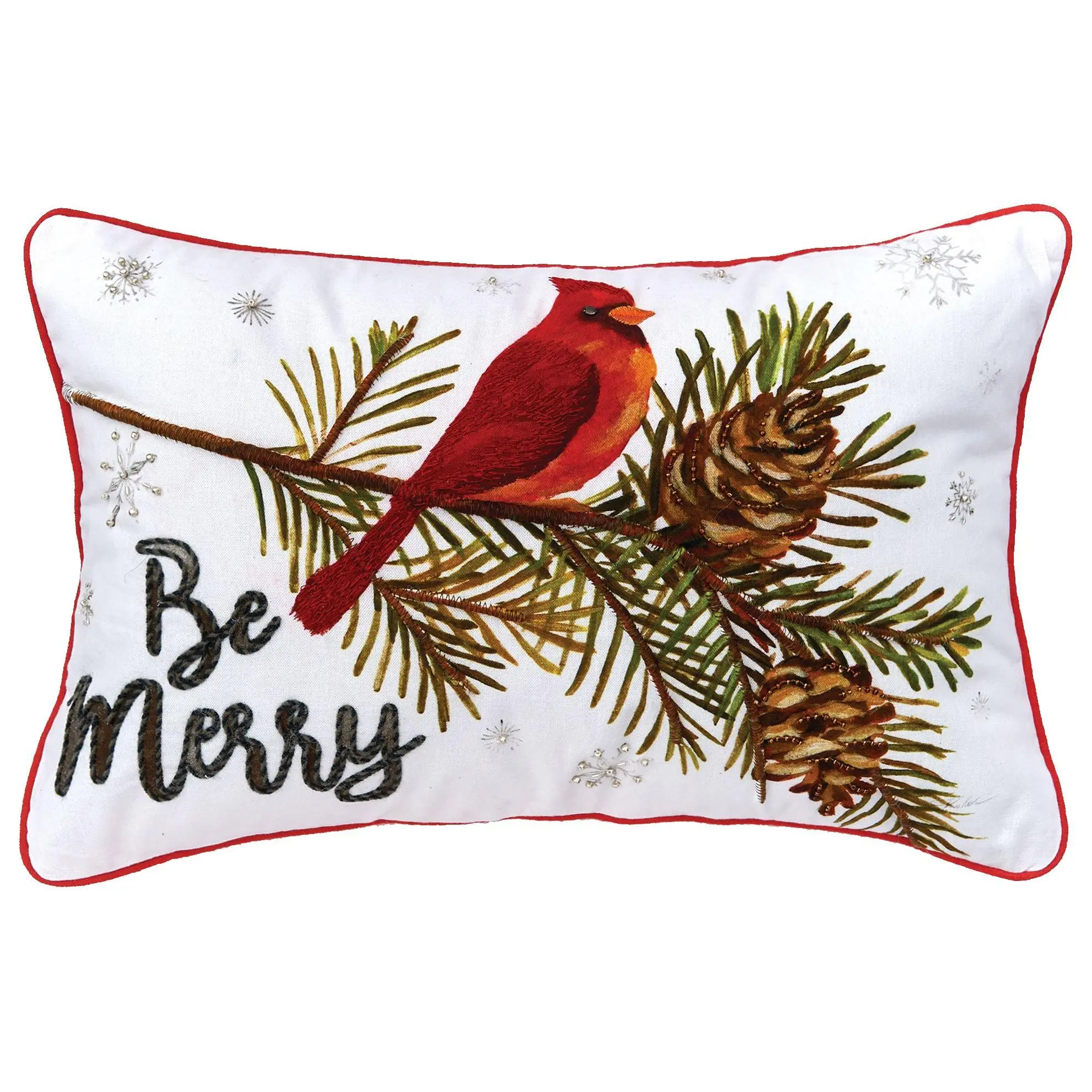 C&F Home Be Merry Cardinal 14" x 22" Throw Pill ow