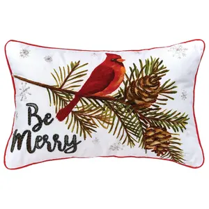 C&F Home Be Merry Cardinal 14" x 22" Throw Pill ow