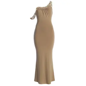 Beige Monette Asymmetric Dress
