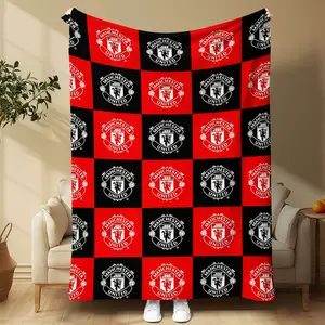 Manchester United Football Club Large Plaid Blanket, Ultra Soft Fluffy Texture, Devil Pattern, Multiple Sizes, Ideal Gift for Fans