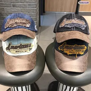 Vintage Washed Denim Baseball Cap for Men and Women, Streetwear Dad Hat with Curved Brim, Lightweight Breathable Sun Protection Hat for Outdoor, Travel and Daily Wear