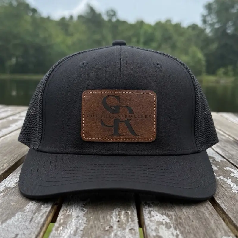 Southern rollers brown patch  black trucker mesh back hat