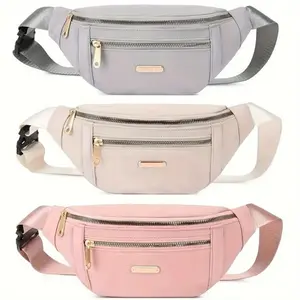 3 Pack Women's Nylon Fanny Pack with Adjustable Strap,Pouch Compact,Waterproof Multi-Pocket Waist Pack, Fashionable Crossbody Shoulder Bag for Travel, Sports & Outdoor Activities