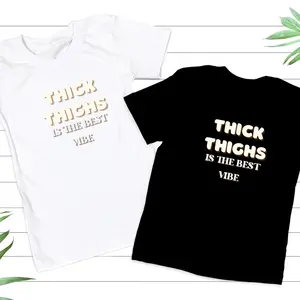Thick Thighs Sweet Cream, Womenswear, Cotton Tshirt, Ribbed Collar Streetwear Comfort Top