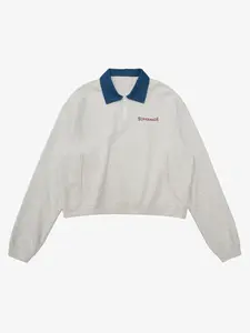 Original Denim Lapel Patchwork Sweatshirt