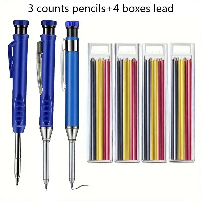 7 pieces/set 2.8mm metal aluminum rod plastic deep hole woodworking pen marking pen solid woodworking mechanical pencil, woodworking construction long