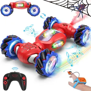 Spider Gesture Sensing RC Stunt Car - Remote Control Toy with Lights, Music & Spray, Perfect Gift for Kids 6-12