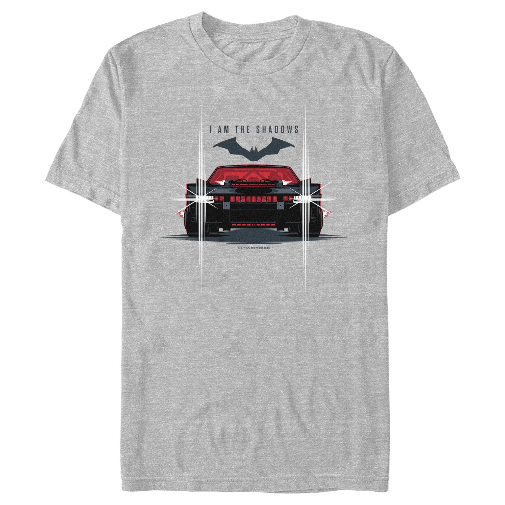 Men's The Batman Batmobile Headlights I Am The Shadows T-Shirt