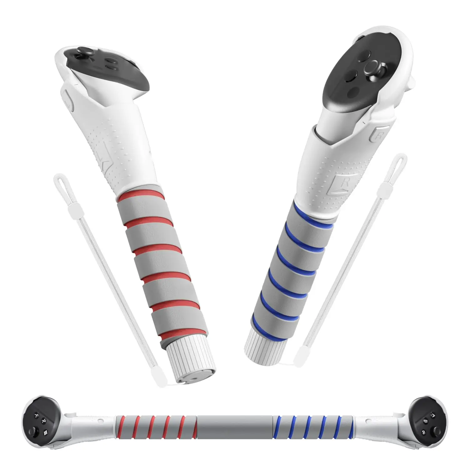 2-in-1 Long Arms & Handle Attachments for Oculus Quest 3/Meta Quest 3S Hand Controllers, VR Gorilla Tag & Beat Saber Accessories for Virtual Reality Wearable Devices