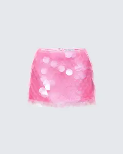 Pearle Pink Disc Sequin Mini Skirt