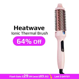 Blowout Wavy Boost 1.5 inch Heated Round Brush,Thermal Brush,Celsius / Fahrenheit Random, Dual Voltage, Pink, Less Damage,  Hair Heated Curler Brush,Negative Ions Single,for wavy hair,hairstyling,long-lasting wave,Detangler Straightening