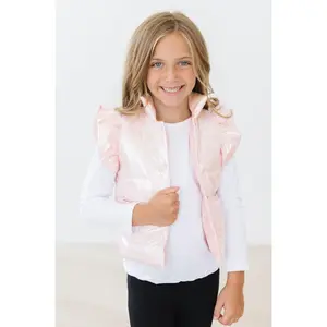 SALE Light Pink Checker Puffer Vest