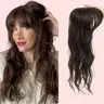 Auvzy Clip in Bangs Mini Wavy Hair Topper with Bangs 18inch Natural Looking Synthetic Clip‑in Hairpiece for Thinning Hair Women Daily Wear Quick Styling Curly Wave