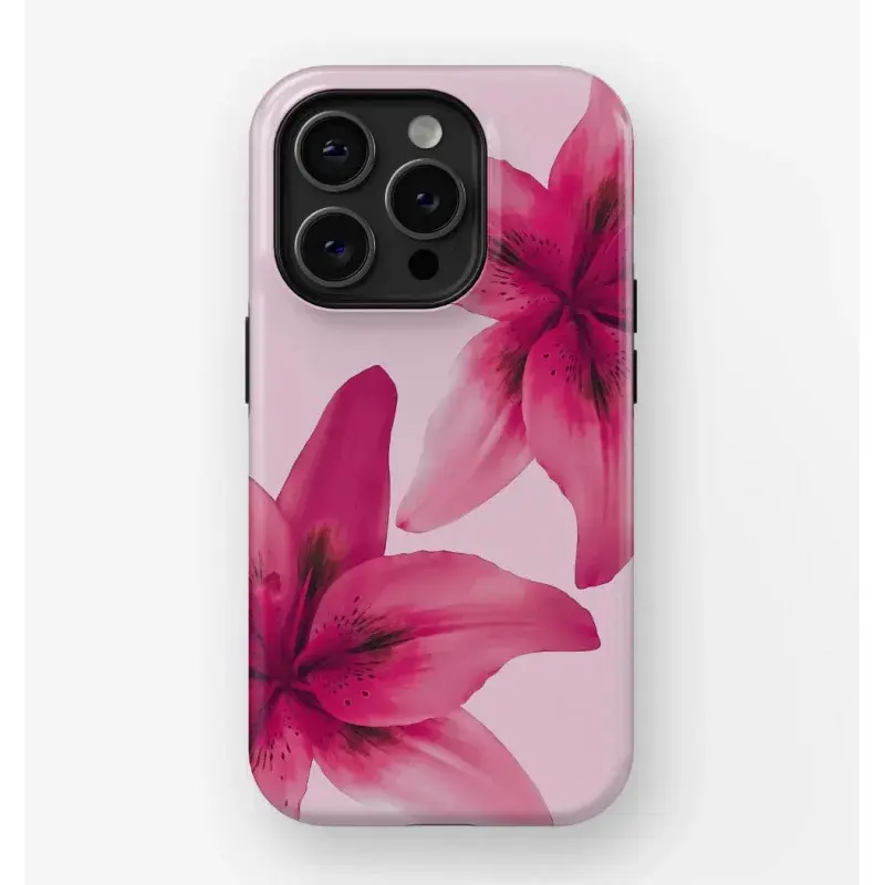 Gorgeous pink flowers Cover for iphone 17 phone case 16 pro max 15 Plus 14 13 12 11 Cute, clear, military-grade, high-end, durable, shockproof, and drop-resistant 2-in-1 glossy phone case