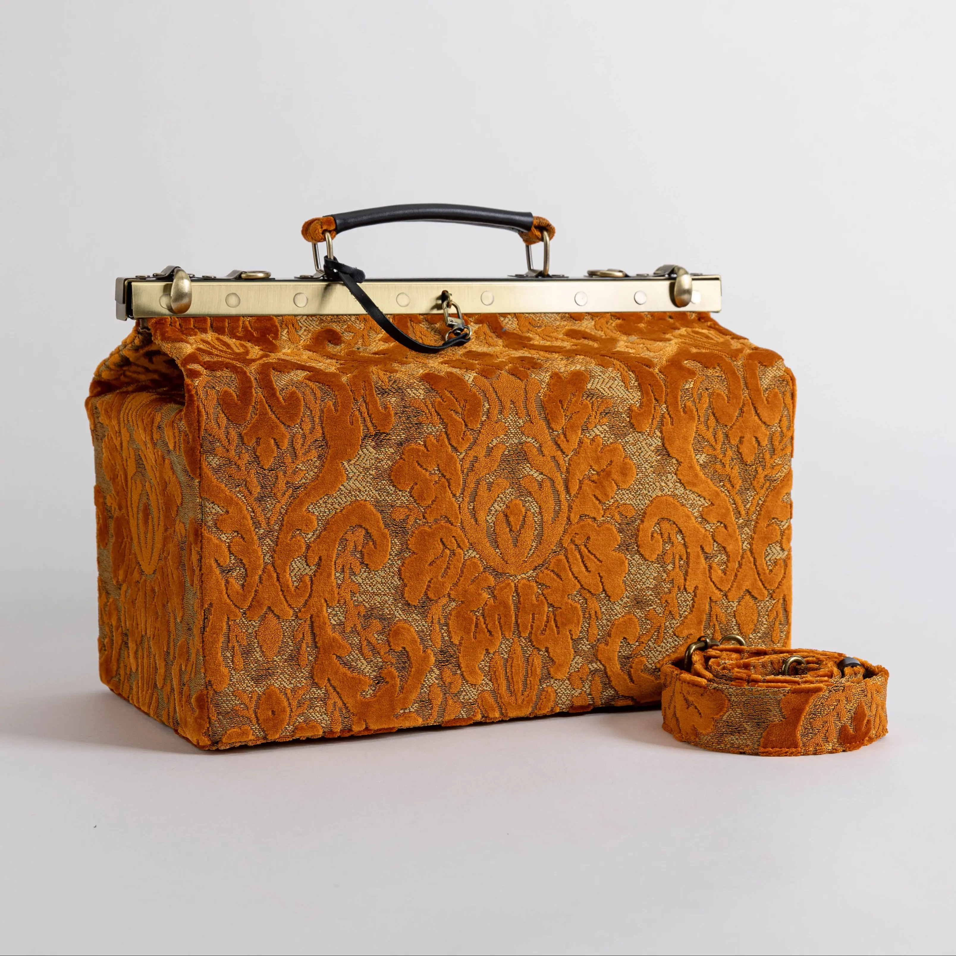 Burnout Velvet Orange Carpet Gladstone Bag