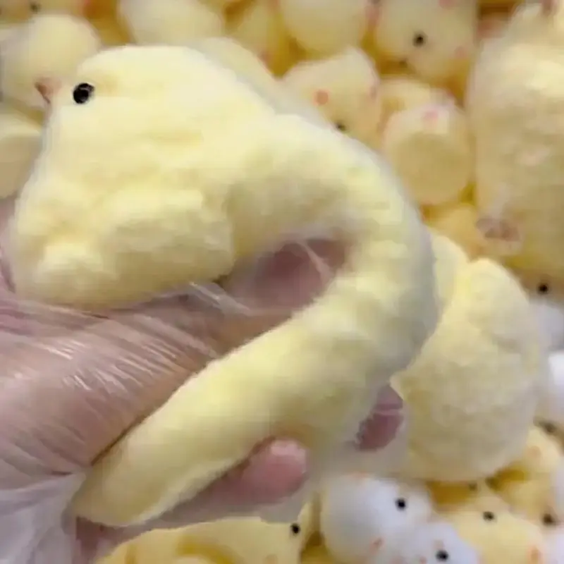 Handmade Yellow Big Chicken Silicone Plush Squishy Toy, Cute Hen & Chicks Taba Squeeze Fidget Toy, Viral TikTok Stress Relief Sensory Decompression Gift for Kids & Adults