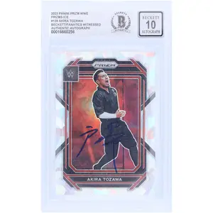 Akira Tozawa WWE Autographed 2023 Panini Prizm Ice Prizm #129 Beckett Fanatics Witnessed Authenticated 10 Card - Fanatics Authentic Certified