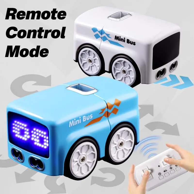 Mini Remote Control Car Toy - RC Mini Bus Model with Auto Light, Gesture-Sensing Interaction, 4 Play Modes, Ideal Party Bag Gift for Kids