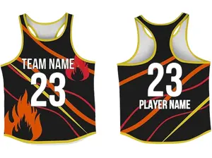 SGS Sports Gear Custom Track Singlets, Personalized Standard Design with Name & Number, Track Singlets for Men, Women, Youth & Kids, Black - Red - Yellow