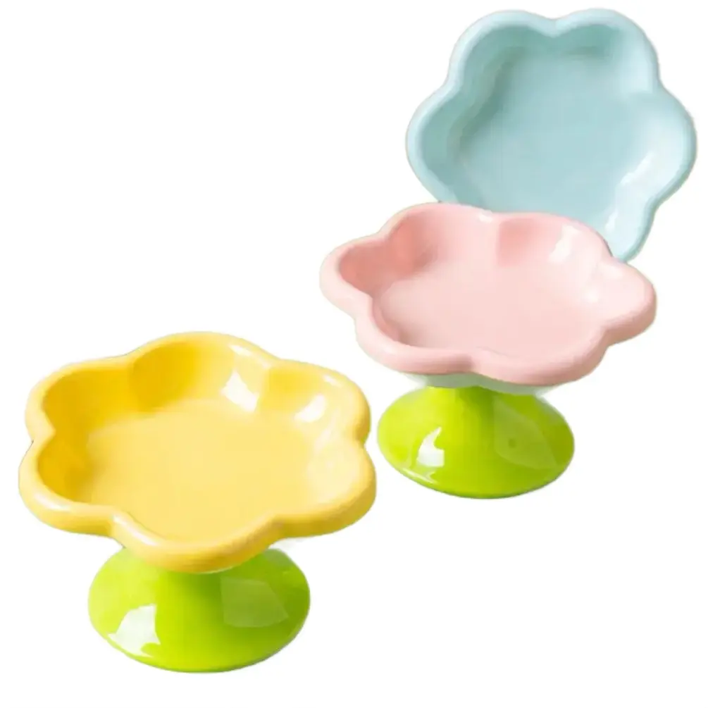 Elevated Ceramic Cat Bowl with Flower Design - Whisker Fatigue Protection & Easy Eating for Cats cat bowl food dog bowl
