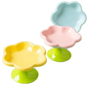 Elevated Ceramic Cat Bowl with Flower Design - Whisker Fatigue Protection & Easy Eating for Cats cat bowl food dog bowl