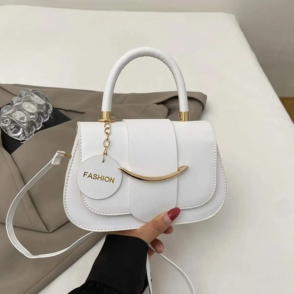 Women's Minimalist Structured Chic High-Capacity Crossbody Saddle Bag - Bohemian Style, Adjustable Strap, Hangable Design, Lace Fasten, Casual Shoulder Sling, Cold Wash, Roomy Saddle Shape, Bohemian Crossbody Bag, Crossbody Purse