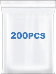 200 PCS 1" x 1" Thick 4 Mil Small Clear Zip Poly Bags Plastic Reclosable Zip Seal Lock Bags