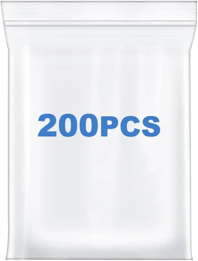 200 PCS 1" x 1" Thick 4 Mil Small Clear Zip Poly Bags Plastic Reclosable Zip Seal Lock Bags