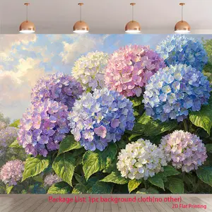 2D Flat Banner, 1pc an Oil Painting Showcasing Clusters of Hydrangeas As a Backdrop, UV Printed - A Multifunctional Background Cloth Banner, Ideal for Birthday Celebrations, Festivals, Or Everyday Decor