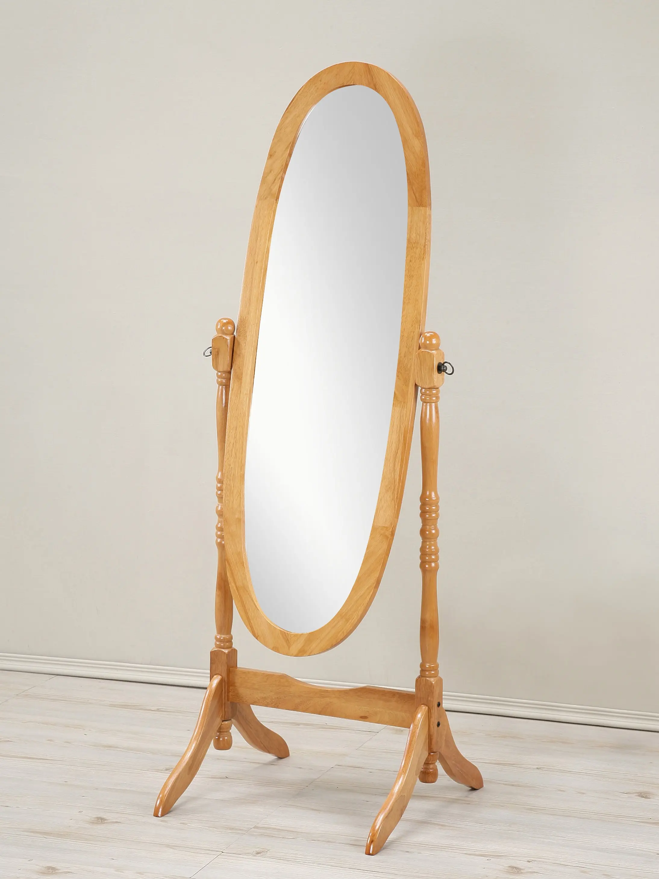 Mother's Day Gift | Vintage Oak Solid Wood Oval Full-Length Glass Mirror - Adjustable Freestanding, Elegant Farmhouse Classic Antique-Inspired for Home Decor Entryway, Ideal for Full-Length Mirror Needs, Mirrors Full Length, Elegant Floor Mirrors