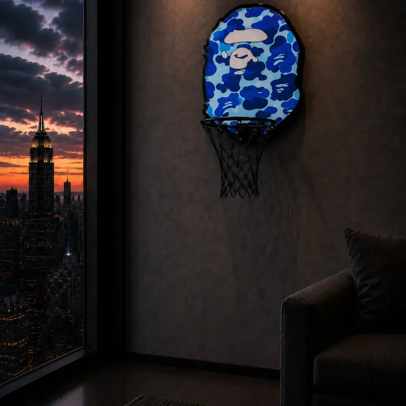 Ape head Frameless Graphic Print Wall Art - Mini Hoop Hangable Home Decor, Ideal Gift for Living Room Enthusiasts