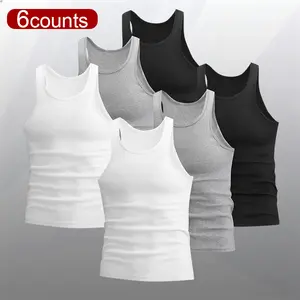 Pack of 3/4/6 - Men's Solid Color Sports Tank Tops - Lightweight, Breathable, Stretchy Athletic Tops for Gym Workouts and Running#SummerVibes