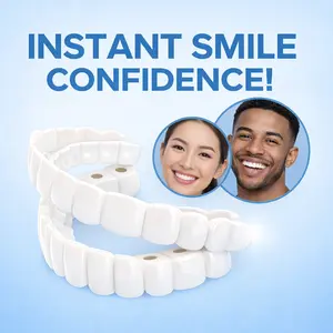(3 Pairs) Temporary Teeth Repair Kit Adjustable Snap On Smile Veneers - Natural White & Comfortable Moldable FalseTeeth for Instant Confidence