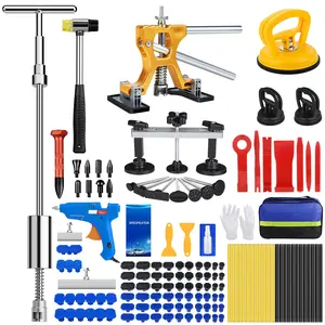 Car Dent Puller Kit  135pcs Paintless Removal Repair With Golden Lifter Bridge Slide Hammer 2 In 1 T-bar For Refrigerator Door Ding