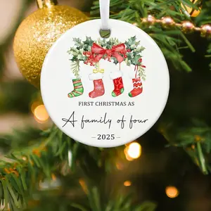 First Christmas As A Family Of Four Ornament 2025,  Pregnancy Christmas Gift For Expecting Mom, Mom Dad To Be Gift, Christmas Gift 2025