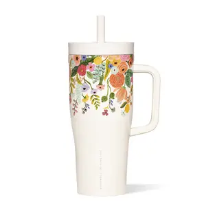 Rifle Paper Co. Leakproof Cruiser 22oz Floral Design - 100% Leakproof, Soft Silicone Straw, Comfort Grip Handle, Non-Slip Base, Fits Cupholders, Warming Time 20 Hours