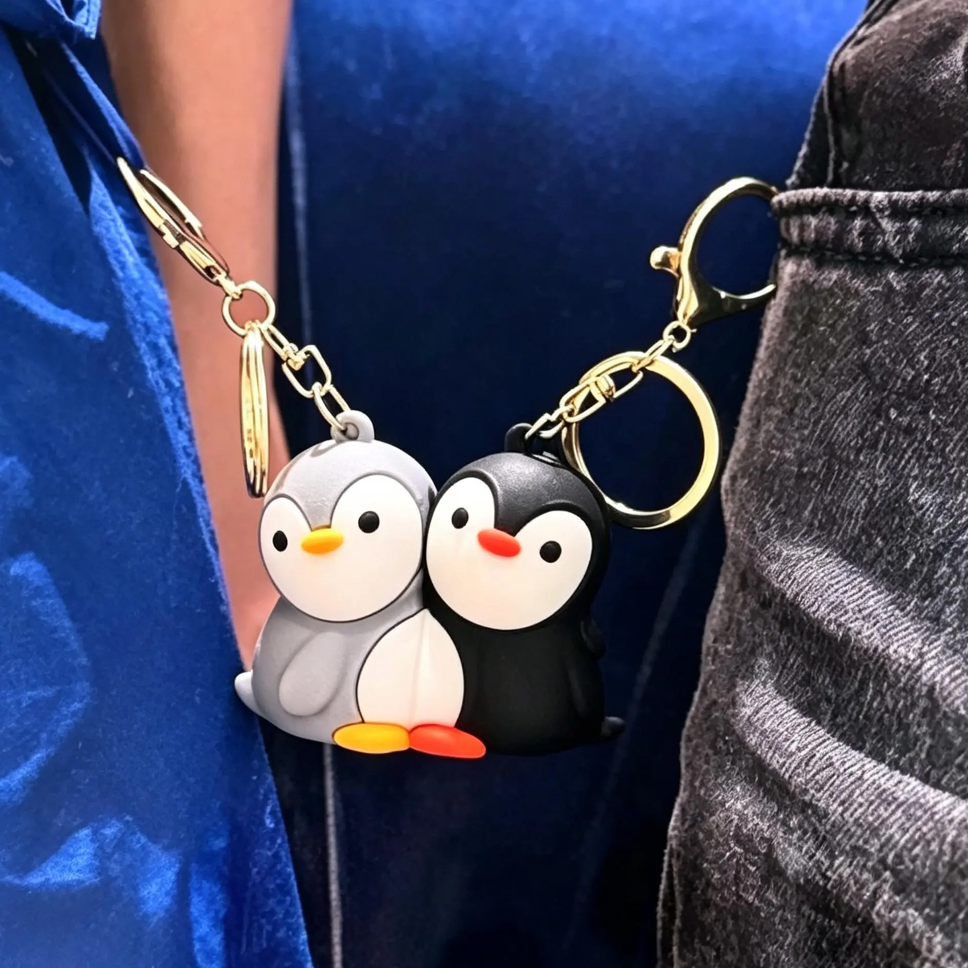 2pcs Magnetic Penguin Couple Keychains - Cute Romantic Gift for Partners (Boyfriend, Girlfriend, Wife, Husband)