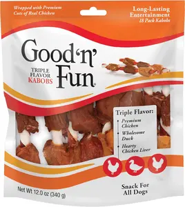 Good'N'Fun Triple Flavored Rawhide Kabobs for Dogs – 12 oz, 1 Pack