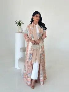 Women's Abaya Long Robe Pleats Cardigan Windbreaker Coat, Casual Arab Style Ethnic Clothing, Ramadan Fashion Party Essential, Commuter Must-Have