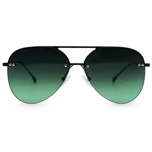 Smaller Megan 2 - Dark Green Metal Aviator Sunglasses