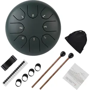 Steel Tongue Drum - 6 Inch with 8 Notes for Adults and  - Includes Finger Picks and Mallets