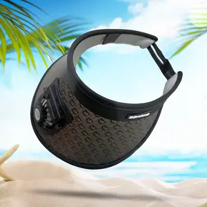 Sun Visor Hat with Fan Empty Top Caps Large Brim USB Charging Protection Summer for Running Golf Fishing Beach Hiking Does not apply