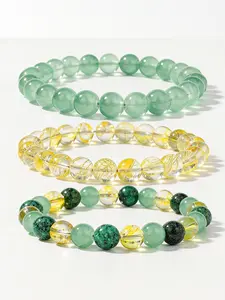 3 Piece Set Natural African Crystal Beaded Bracelets, Spiritual Healing Energy Jewelry, Chakra Balance Gift, Casual Wear