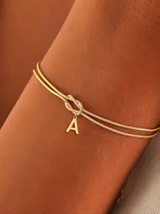 Elegant Simple Heart Knot Letter Couple, Daily Wear Valentine's Day Gift, Casual Alloy Jewelry Letter Link Bracelet for All Seasons