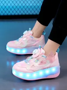 Trendy LED Light-Up Roller Shoes for Kids, Enhanced Stability with Detachable Design, Cool Outdoor Sports Footwear for Boys and Girls